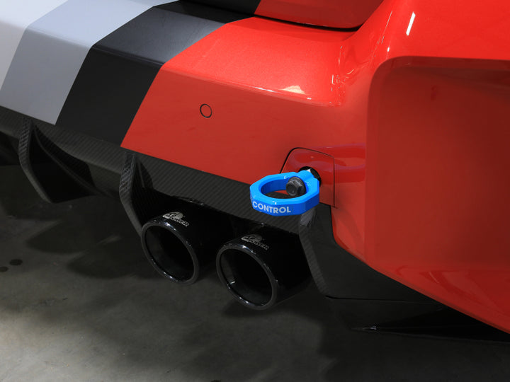 aFe 23-25 BMW M2 (G87) CONTROL Front / Rear Tow Hook - Blue - Bull Strap