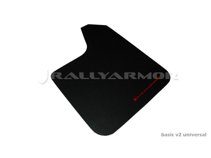 Rally Armor Universal Fit (No Hardware) Basic Black Mud Flap w/ Black Logo - Bull Strap
