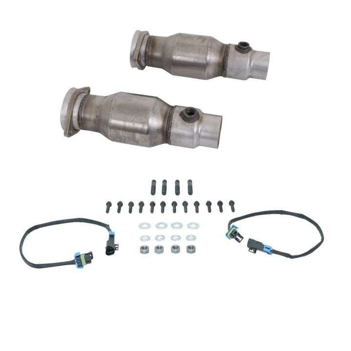 BBK 10-15 Camaro LS3 L99 Long Tube Exhaust Headers With Converters - 1-3/4 Chrome - Bull Strap