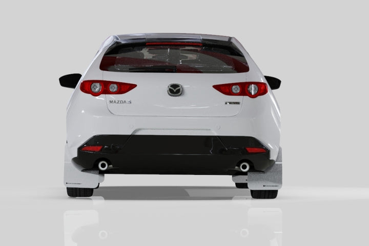 Rally Armor 19-25 Mazda3 Hatchback Black UR Mud Flap w/Red Logo - Bull Strap
