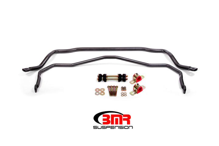 BMR 64-72 A-Body Front & Rear Sway Bar Kit w/ Bushings - Black Hammertone - Bull Strap