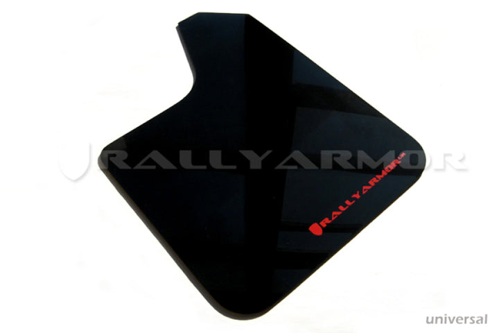 Rally Armor Universal Fit (No Hardware) Black UR Mud Flap w/ White Logo - Bull Strap