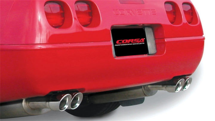 Corsa 1986-1991 Chevrolet Corvette C4 5.7L V8 L98 Polished Sport Cat-Back Exhaust - Bull Strap
