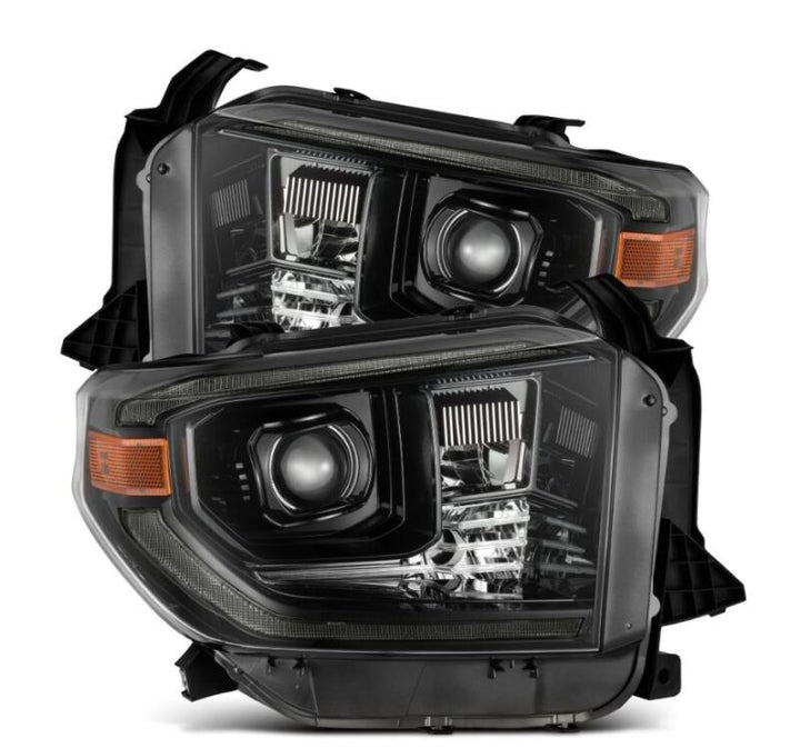 AlphaRex 14-21 Toyota Tundra PRO-Series Projector Headlights Black w/Seq. Sig. + DRL - Bull Strap