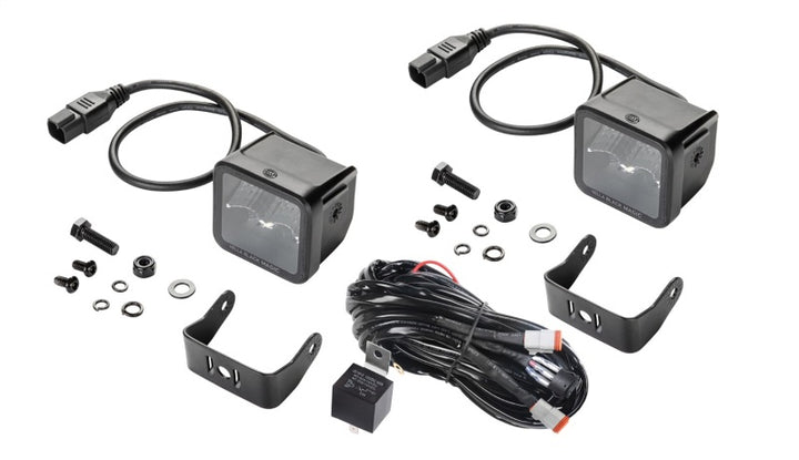 Hella Universal Black Magic 2.7in L.E.D. Cube Kit - Flood Beam - Bull Strap