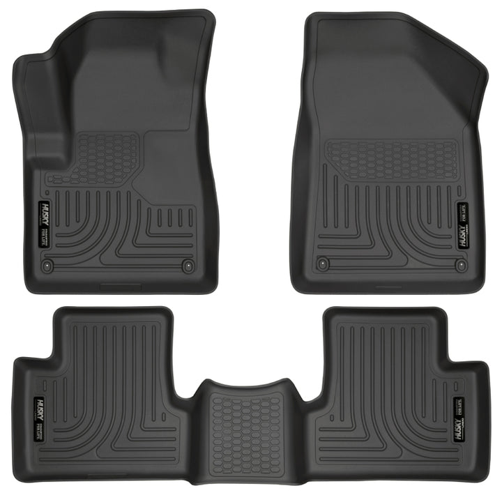 Husky Liners 14 Jeep Cherokee WeatherBeater Black Front and Second Seat Floor Liners - Bull Strap