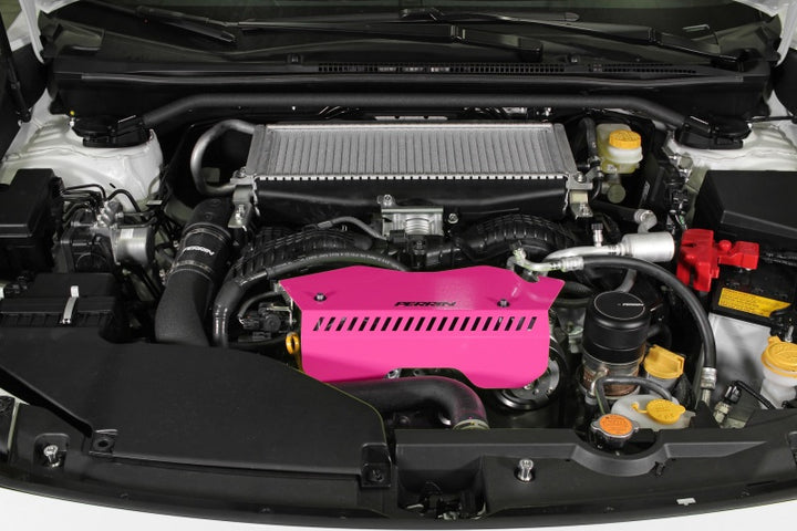 PERRIN 22-25 Subaru WRX Pulley Cover - Hyper Pink (TALL - For Use w/o PERRIN AOS) - Bull Strap
