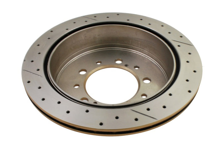 DBA 07+ Toyota Landcruiser 200 Series Rear Cross Drilled & Slotted Street Series Rotor - Bull Strap