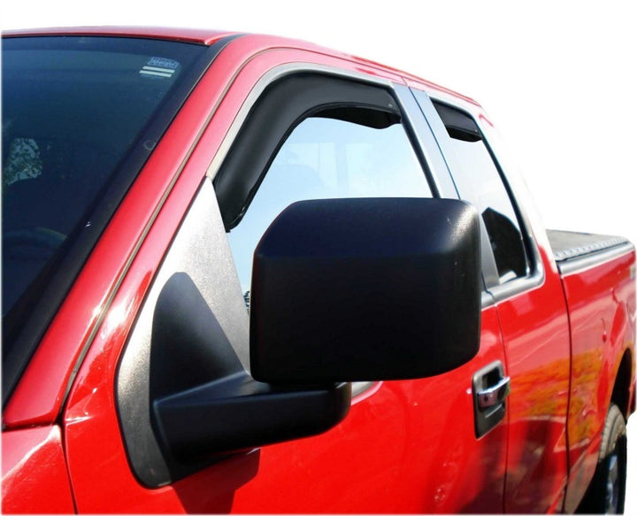 AVS 04-14 Ford F-150 Supercab Ventvisor In-Channel Front & Rear Window Deflectors 4pc - Smoke - Bull Strap