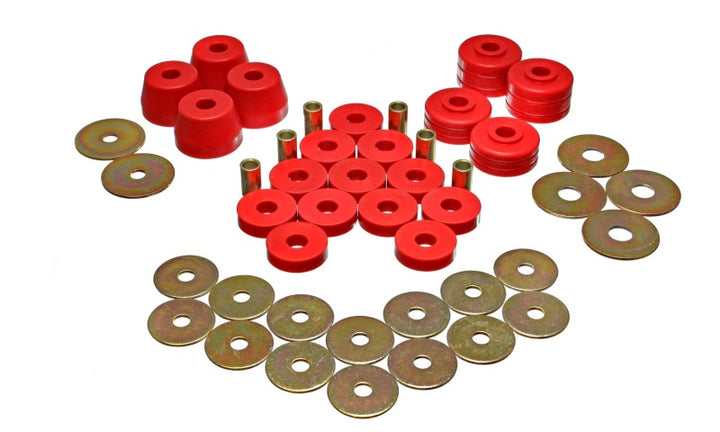 Energy Suspension Body Mount Bushing Sets - Red - Bull Strap