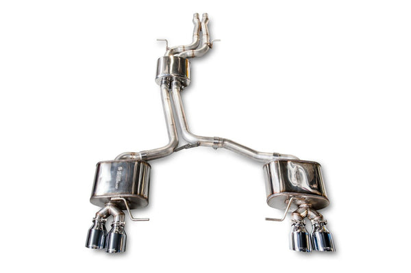 AWE Tuning Audi 8R SQ5 Touring Edition Exhaust - Quad Outlet Chrome Silver Tips - Bull Strap