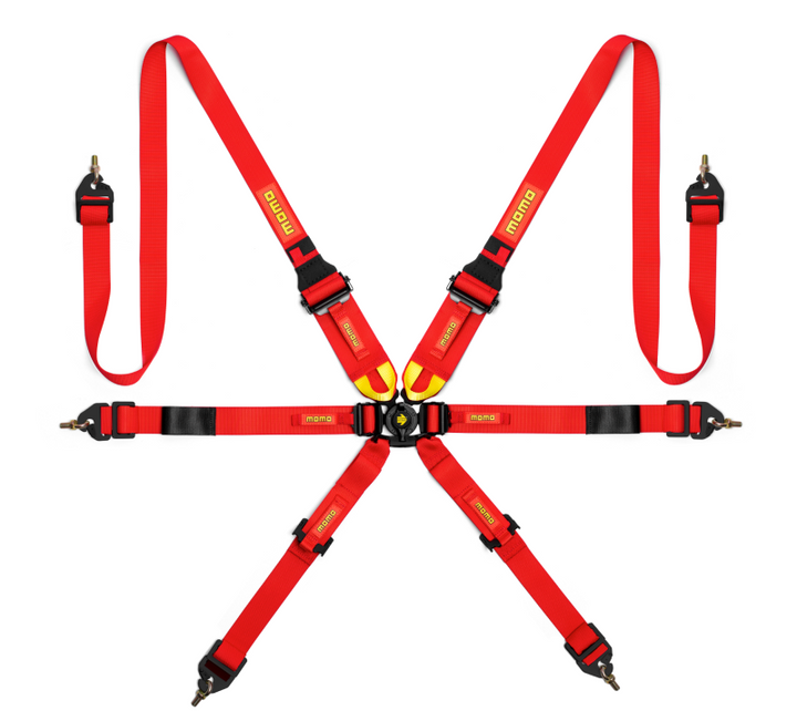 Momo Int. Camlock 6pt Clip In Restraint-Red - Bull Strap