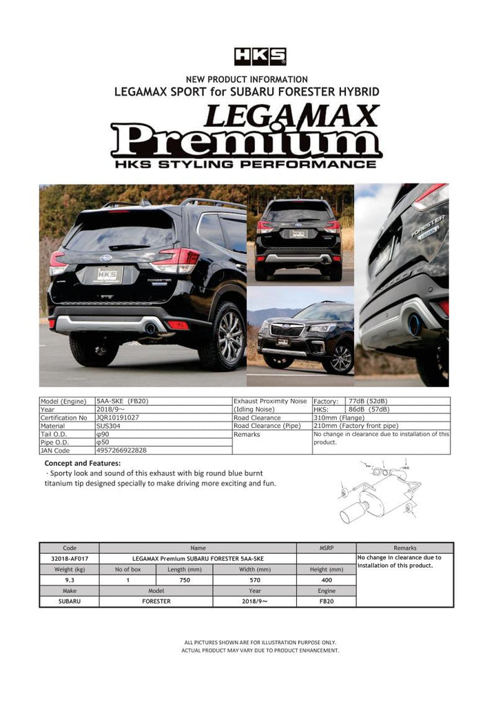 HKS LEGAMAX Premium Subaru Forester 5AA-SKE - Bull Strap