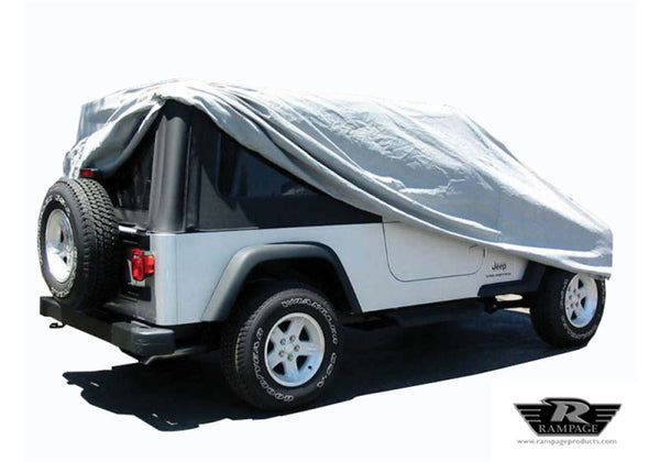Rampage 2004-2006 Jeep Wrangler(TJ) LJ Unlimited Car Cover - Grey - Bull Strap