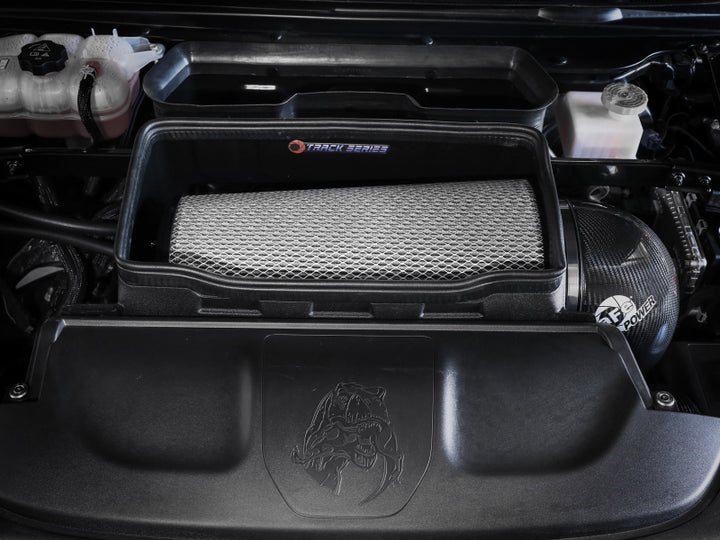 aFe 21-23 RAM 1500 TRX Track Series Carbon Fiber Cold Air Intake System w/ Pro DRY S - Bull Strap