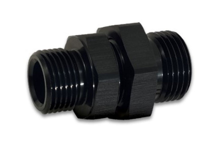 Vibrant -10AN to -8AN ORB Male to Male Union Adapter - Anodized Black - Bull Strap