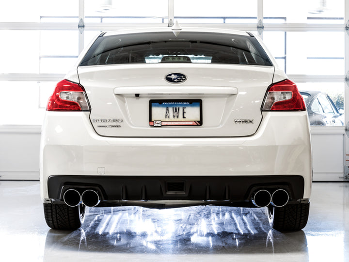 AWE Tuning Subaru WRX/STI VA/GV Sedan Track Edition Exhaust - Chrome Silver Tips (102mm) - Bull Strap