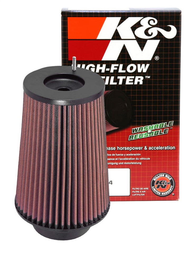 K&N Universal Filter Round Tapered 4in FlangeID / 6.625in Base OD / 5.25in Top OD / 9.5in Height - Bull Strap