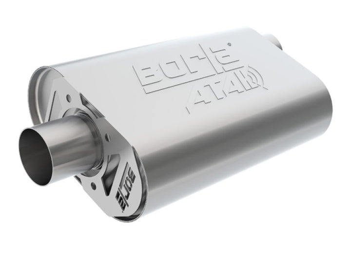 Borla CrateMuffler LS3 ATAK 2.25in Offset/Offset 14inx4.35inx9in Oval Muffler - Bull Strap