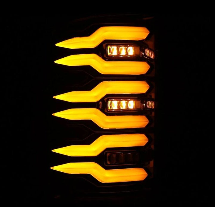 AlphaRex 07-13 GMC Sierra 1500/2500HD/3500HD Luxx Series LED Tail Lights - Alpha Black - Bull Strap