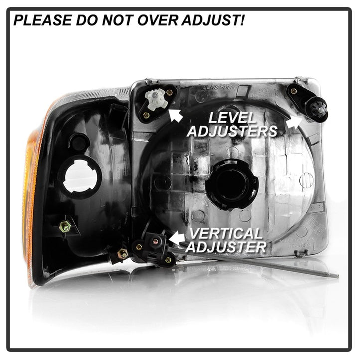 xTune 01-03 Ford Explorer Sport 4pc OEM Style Headlights w/Corner - Black (HD-JH-FEXP01-ST-BK) - Bull Strap