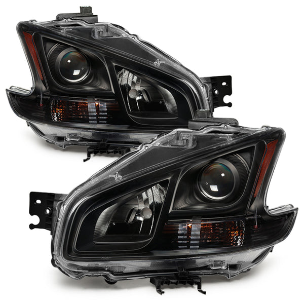 xTune 09-14 Nissan Maxima Halogen ONLY (No HID) OEM Style Headlights - Black HD-JH-NM09-AM-BK - Bull Strap