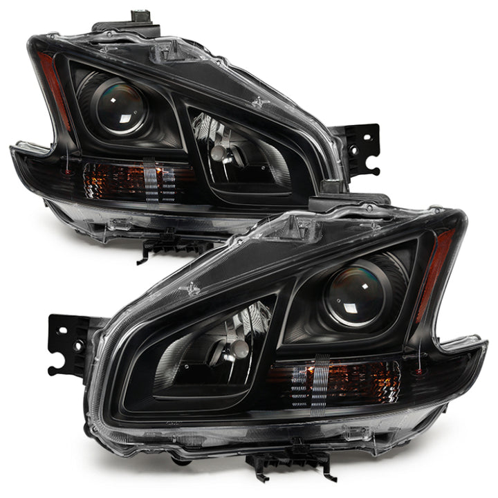 xTune 09-14 Nissan Maxima Halogen ONLY (No HID) OEM Style Headlights - Black HD-JH-NM09-AM-BK - Bull Strap