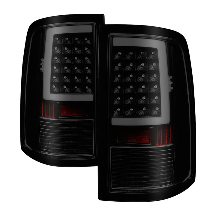xTune 09-18 Dodge Ram 1500 LED Tail Lights - Black Smoke (ALT-ON-DR09-LBLED-BSM) - Bull Strap