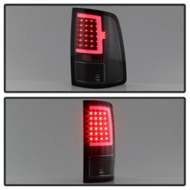 xTune 13-18 Dodge Ram 1500 LED Tail Lights - Black (ALT-ON-DRAM13V2-LBLED-BK) - Bull Strap