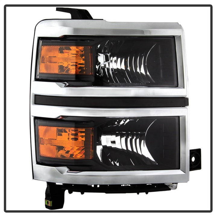 xTune 14-15 Chevy Silverado 1500 (New Body) OEM Style Headlights w/Trim - Blk (HD-JH-CS14-CC-BK) - Bull Strap