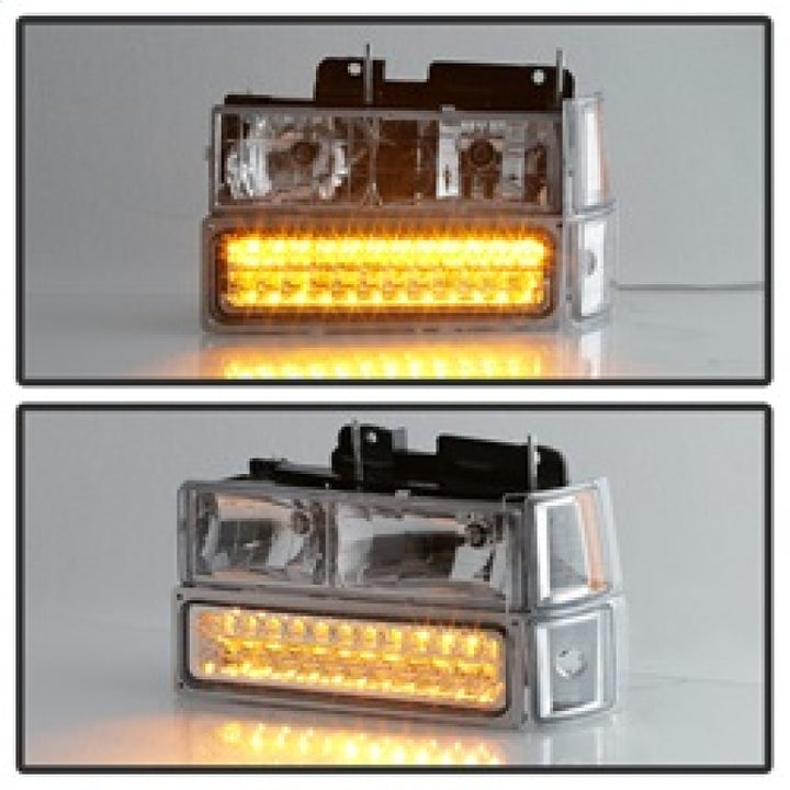 xTune 92-94 Blazer Full Size Corner/LED Bumper Headlights Chrome HD-JH-CCK88-LED-AM-C-SET - Bull Strap