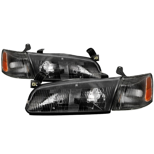 xTune 97-99 Toyota Camry 4pc OEM Style Headlights w/Corner Lights - Black (HD-JH-TCAM97-SET-BK) - Bull Strap