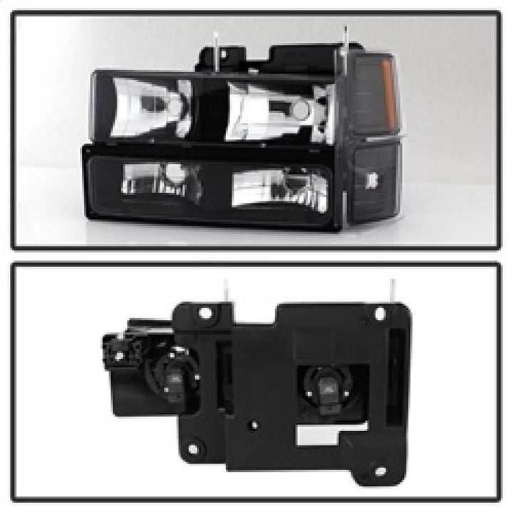 xTune Chevy Suburban 94-98 Headlights w/ Corner & Parking Lights 8pcs Black HD-JH-CCK88-AM-BK-SET - Bull Strap