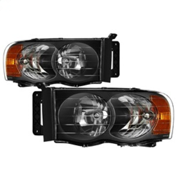 xTune Dodge Ram 1500 02-05 Amber Crystal Headlights Black HD-JH-DR02-AM-BK - Bull Strap
