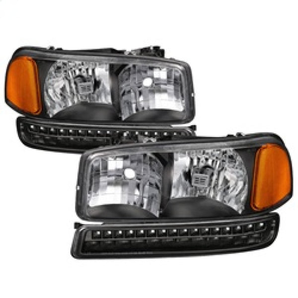 xTune GMC Sierra 99-06 /Yukon 00-06 Headlights & LED Bumper Lights - Black HD-JH-GS99-LED-SET-BK - Bull Strap