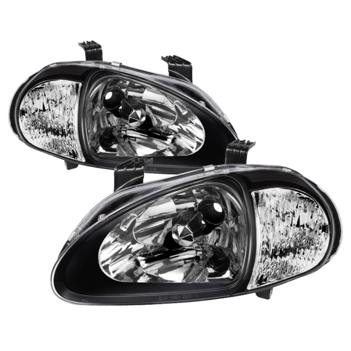 xTune Honda Del Sol 93-97 1Pc Crystal Headlights Black HD-ON-HDEL93-1P-BK - Bull Strap