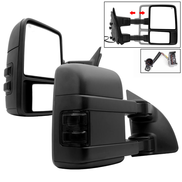 xTune L&R G2 Ford Superduty 99-07 Heated Smoke Signal Telescoping Mirrors MIR-FDSD99S-G2-PW-SM-SET - Bull Strap