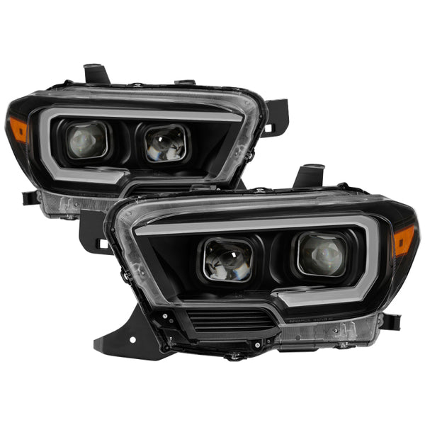 xTune Toyota Tacoma 16-18 DRL Light Bar Projector Headlights - Black PRO-JH-TTA16-LBDRL-BK - Bull Strap