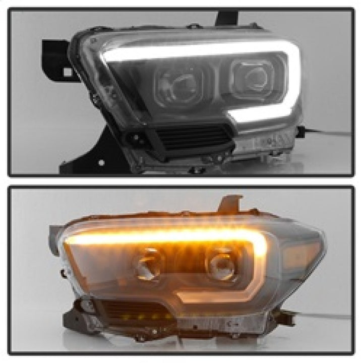 xTune Toyota Tacoma 16-18 DRL Light Bar Projector Headlights - Black PRO-JH-TTA16-LBDRL-BK - Bull Strap