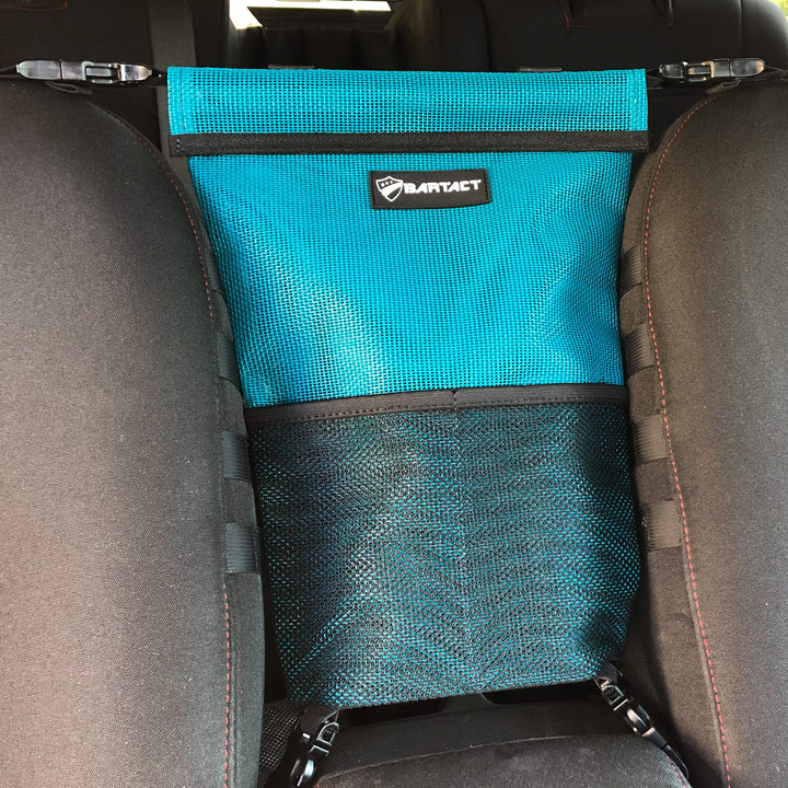 Automobile Seat Storage Bag Pet Barrier Organizer for vehicles Sun Shade Mesh Bartact (Pat Pend) - Bull Strap