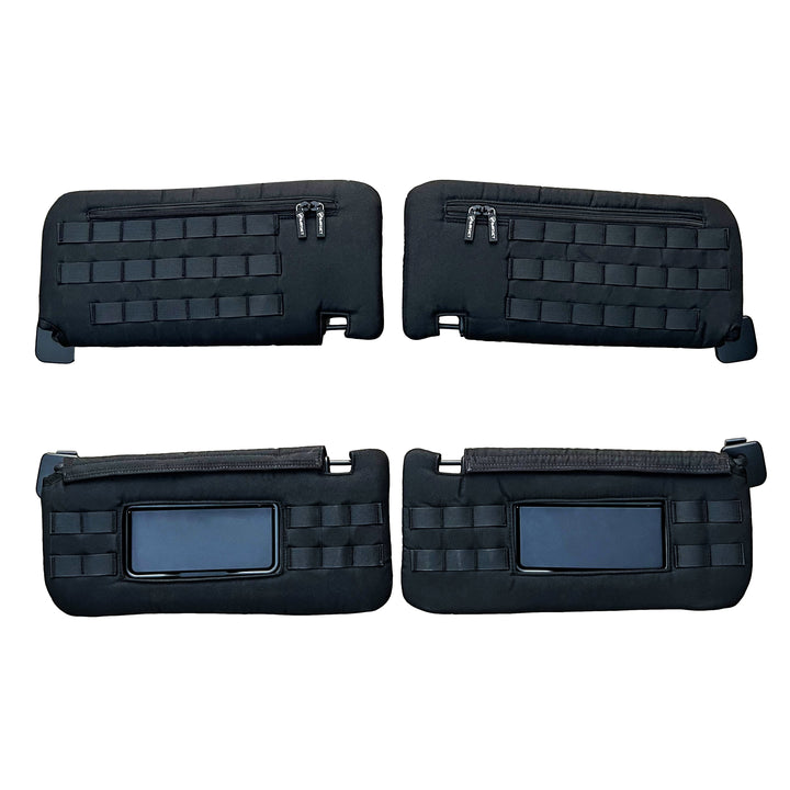 Bronco Accessories Visor Covers w/ MOLLE for Ford Bronco 2021 2022 2023 Full-Size Sun Visor Panel Storage Bartact (Pat Pending) - FRONT PAIR - Bull Strap