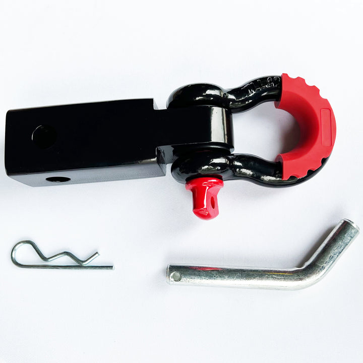 Bull Strap 2" Hitch Receiver w/ 3/4" 5T D-Ring Shackle, Isolators, Washers, & Pin - Bull Strap