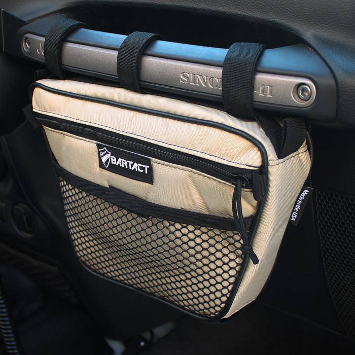 Dash Storage Bag for Jeep Wrangler, Gladiator, UTV, RZR, X3 Passenger grab handle - by Bartact - Bull Strap
