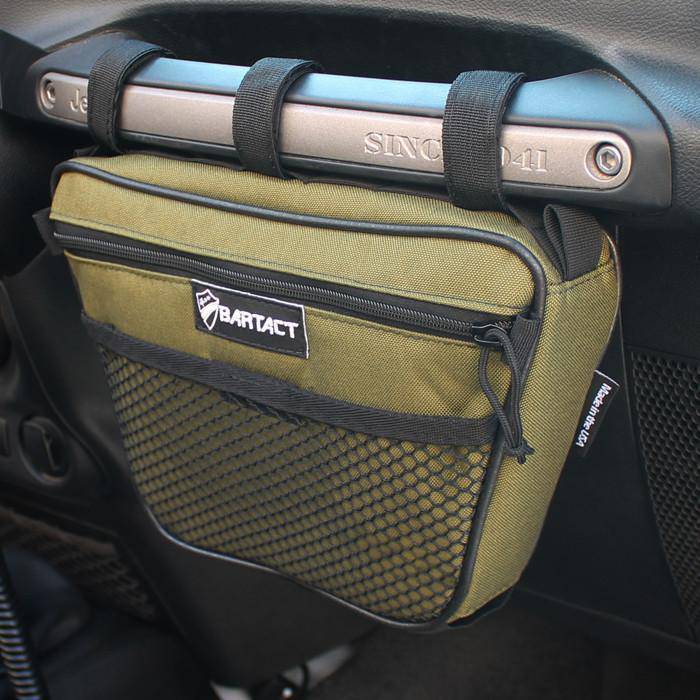 Dash Storage Bag for Jeep Wrangler, Gladiator, UTV, RZR, X3 Passenger grab handle - by Bartact - Bull Strap