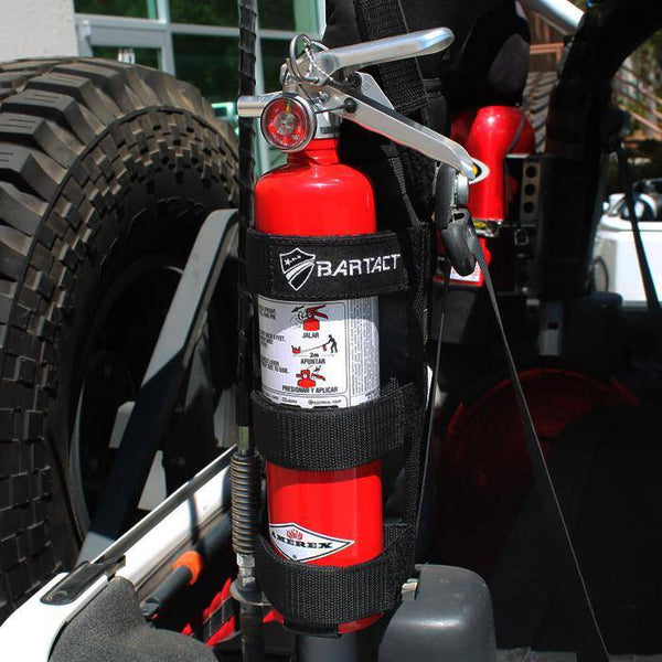 Fire Extinguisher & Holder Combo - Bartact 3 Strap Universal Padded Roll Bar Fire Extinguisher holder for Amerex B500 5 LB - ABC Fire Extinguisher included - Bull Strap