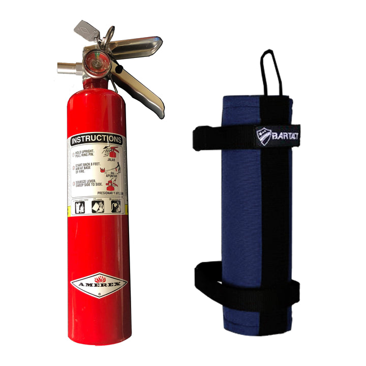 Fire Extinguisher & Holder Combo - Bartact Extreme Roll Bar Fire Extinguisher holder for Amerex B417T 2.5 LB - ABC Fire Extinguisher included - PALS/MOLLE Compatible - Bull Strap