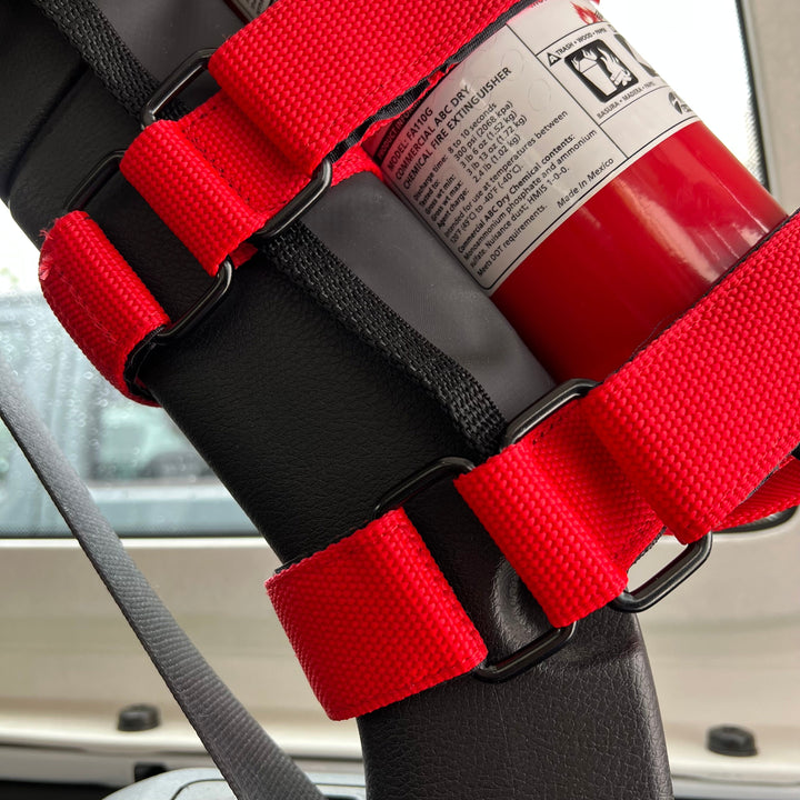 Fire Extinguisher Mount for padded Roll Bars Holds 2.5 - 5 LB Extinguisher | Bartact - Bull Strap