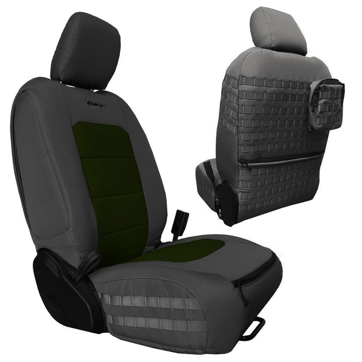 Front Tactical Seat Covers for Jeep Gladiator 2019-23 JT BARTACT - (PAIR) w/ MOLLE - (NOT for Mojave or 392 Edition) - Bull Strap