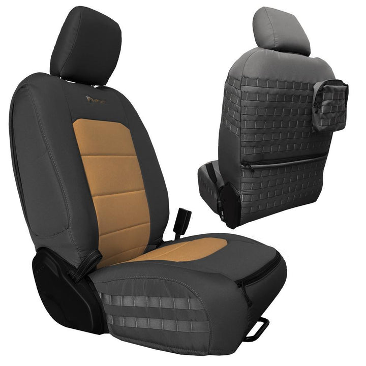 Front Tactical Seat Covers for Jeep Gladiator 2019-23 JT BARTACT - (PAIR) w/ MOLLE - (NOT for Mojave or 392 Edition) - Bull Strap