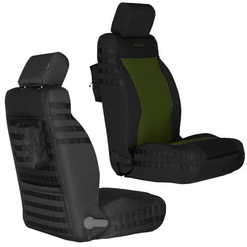 Front Tactical Seat Covers for Jeep Wrangler 2007-10 JK & JKU BARTACT (PAIR) - SRS Air Bag Compliant - Bull Strap